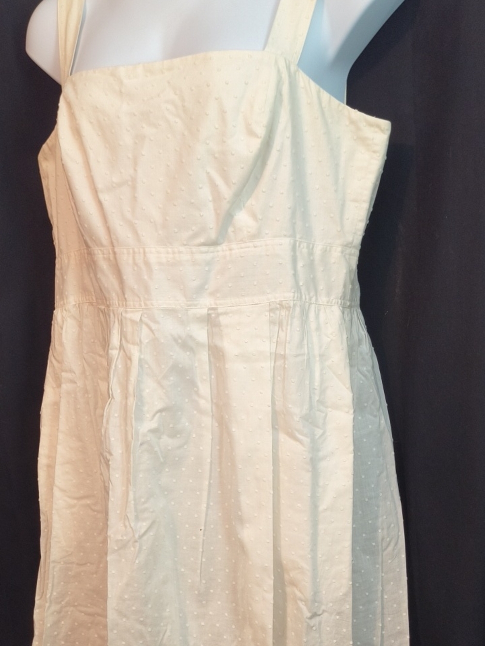New York & Company Classic White Swiss Dot Midi Sundress #0110